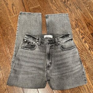 Abercrombie and Fitch Curve Love Black Ankle Straight Ultra High Rise